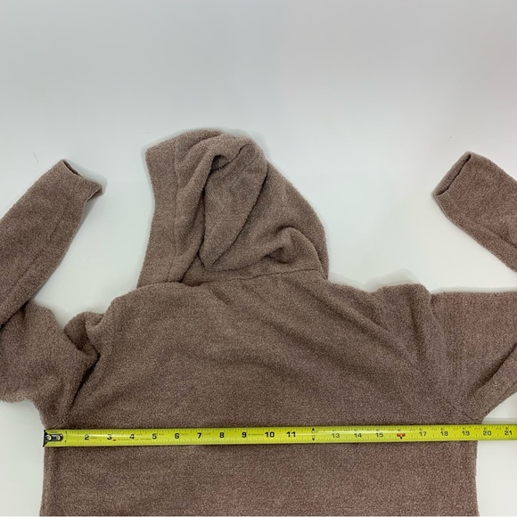 Barefoot Dreams Cozy Chic Lite Driftwood Hooded Resort Cardigan Taupe Brown - Picture 13 of 16